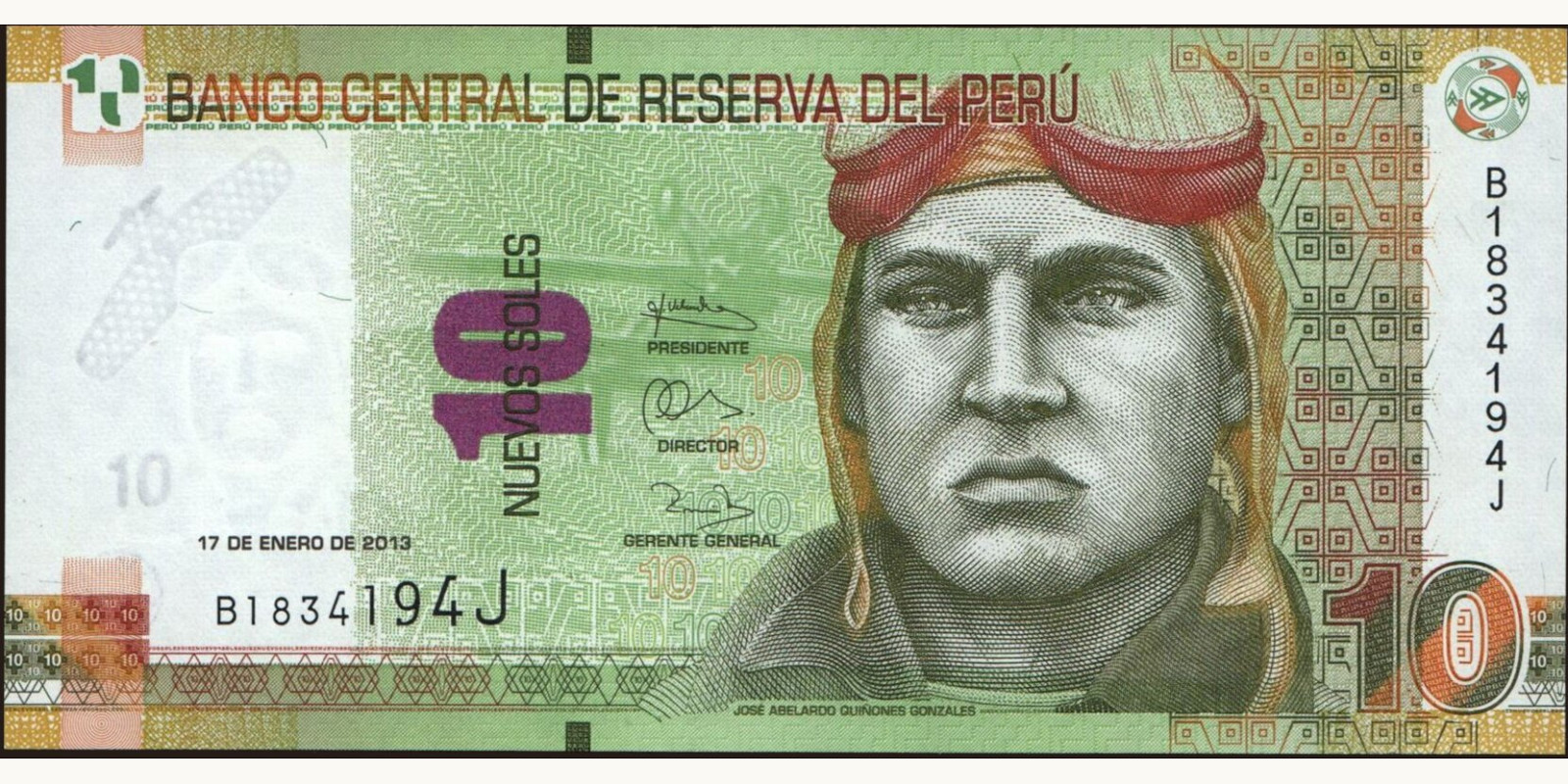10 soles Перу 2013 — Лицевая сторона