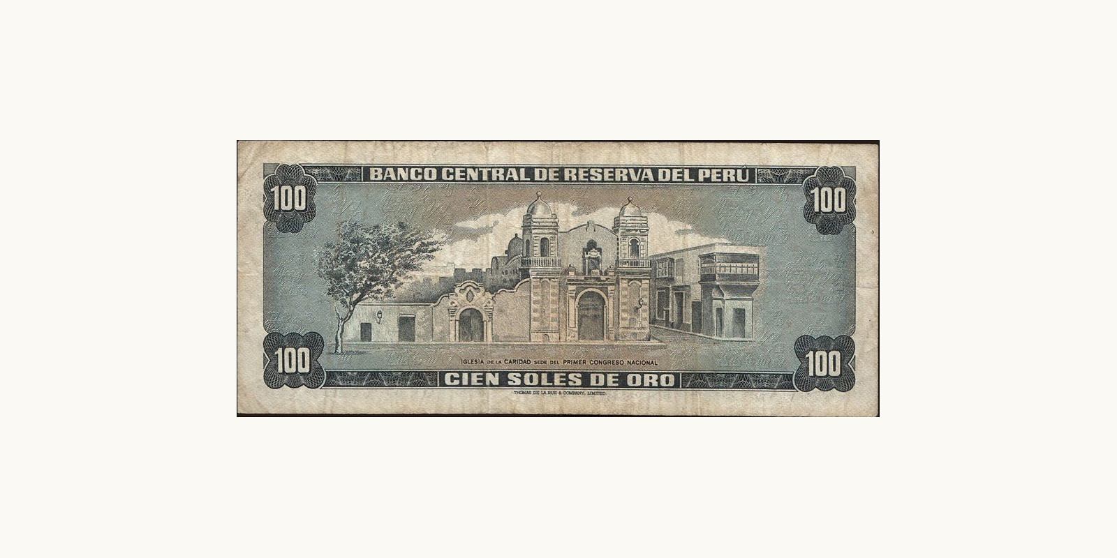 100 soles Peru 1969 — Back side