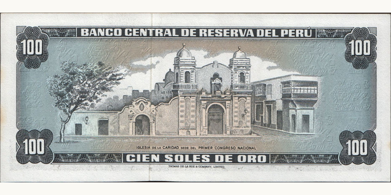 100 soles Перу 1970 — Оборотная сторона