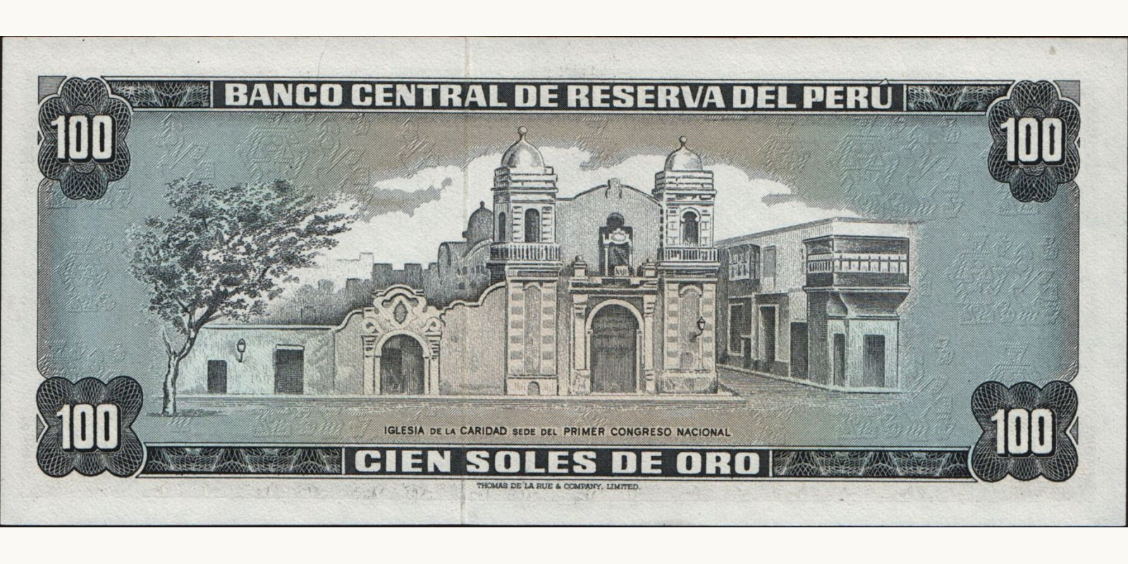 100 soles Перу 1971 — Оборотная сторона