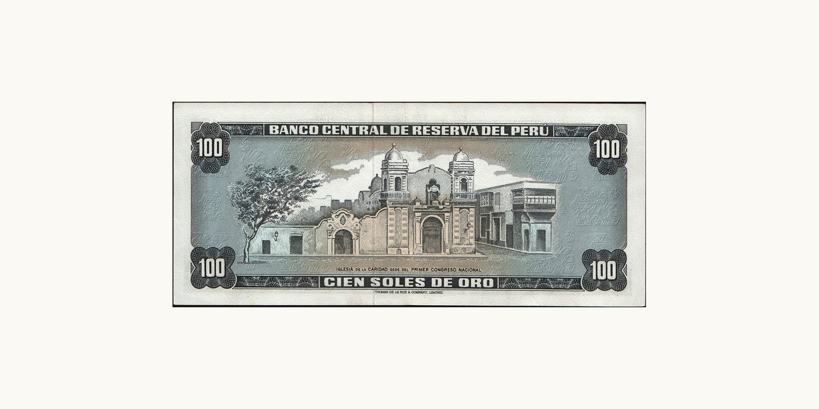 100 soles Peru 1972 — Back side