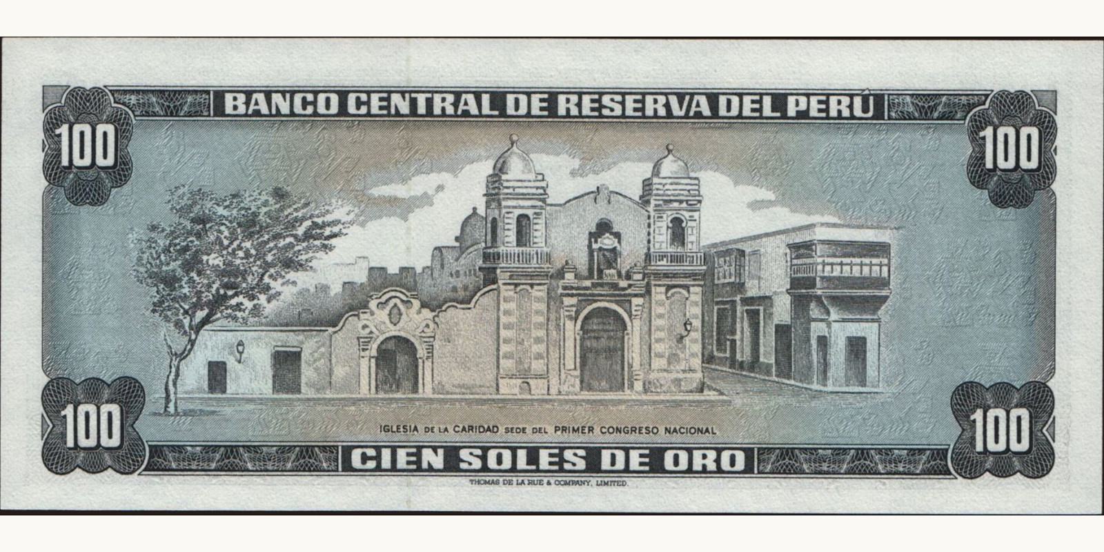 100 soles Peru 1974 — Back side