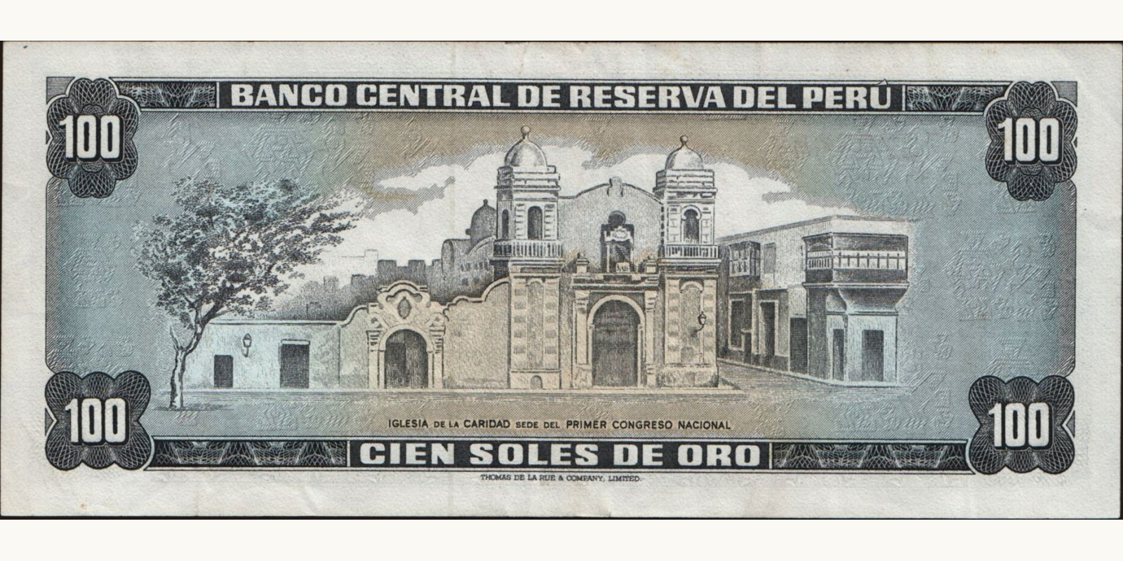 100 soles Peru 1975 — Back side