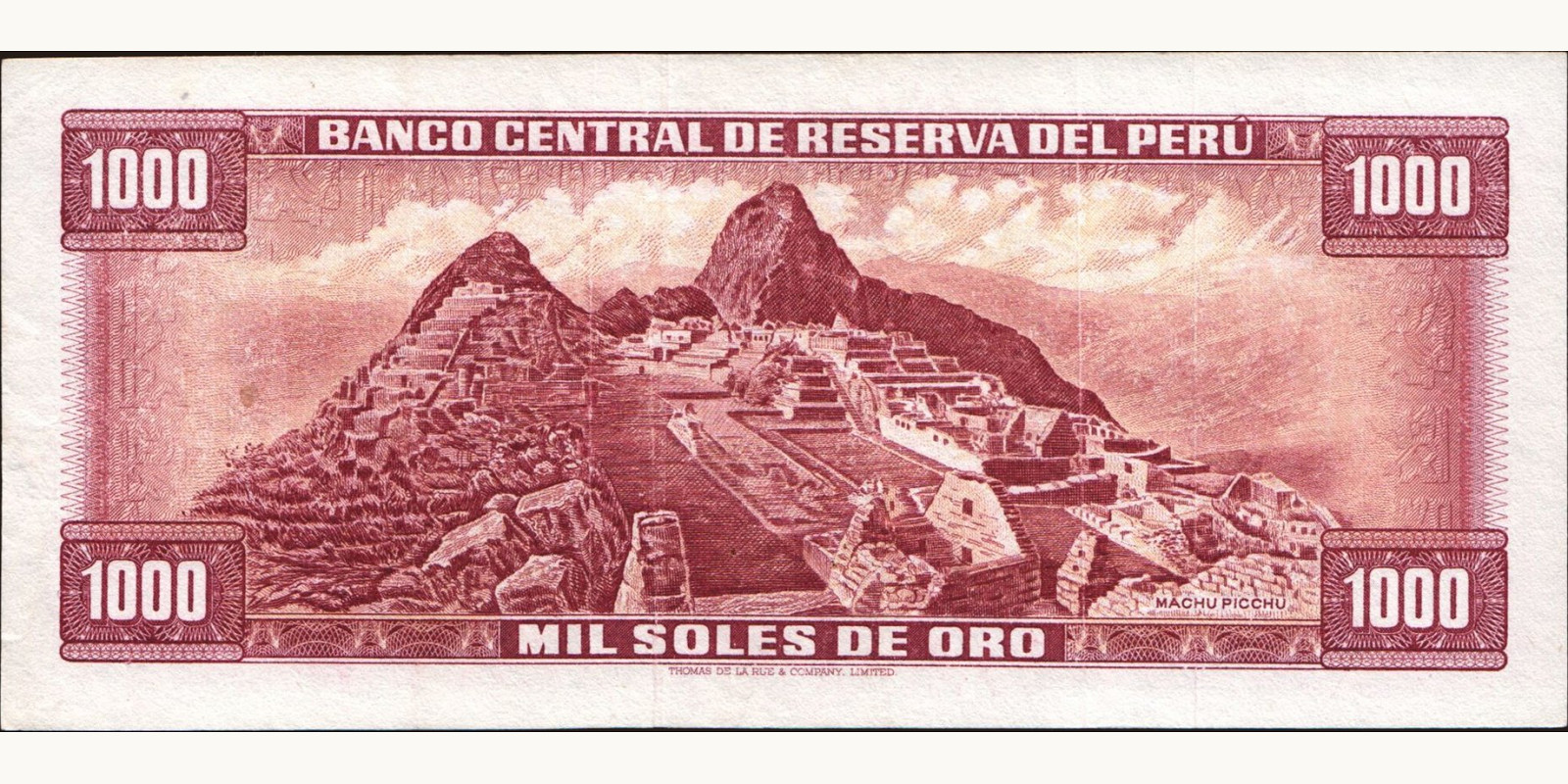 1000 soles Peru 1970 — Back side