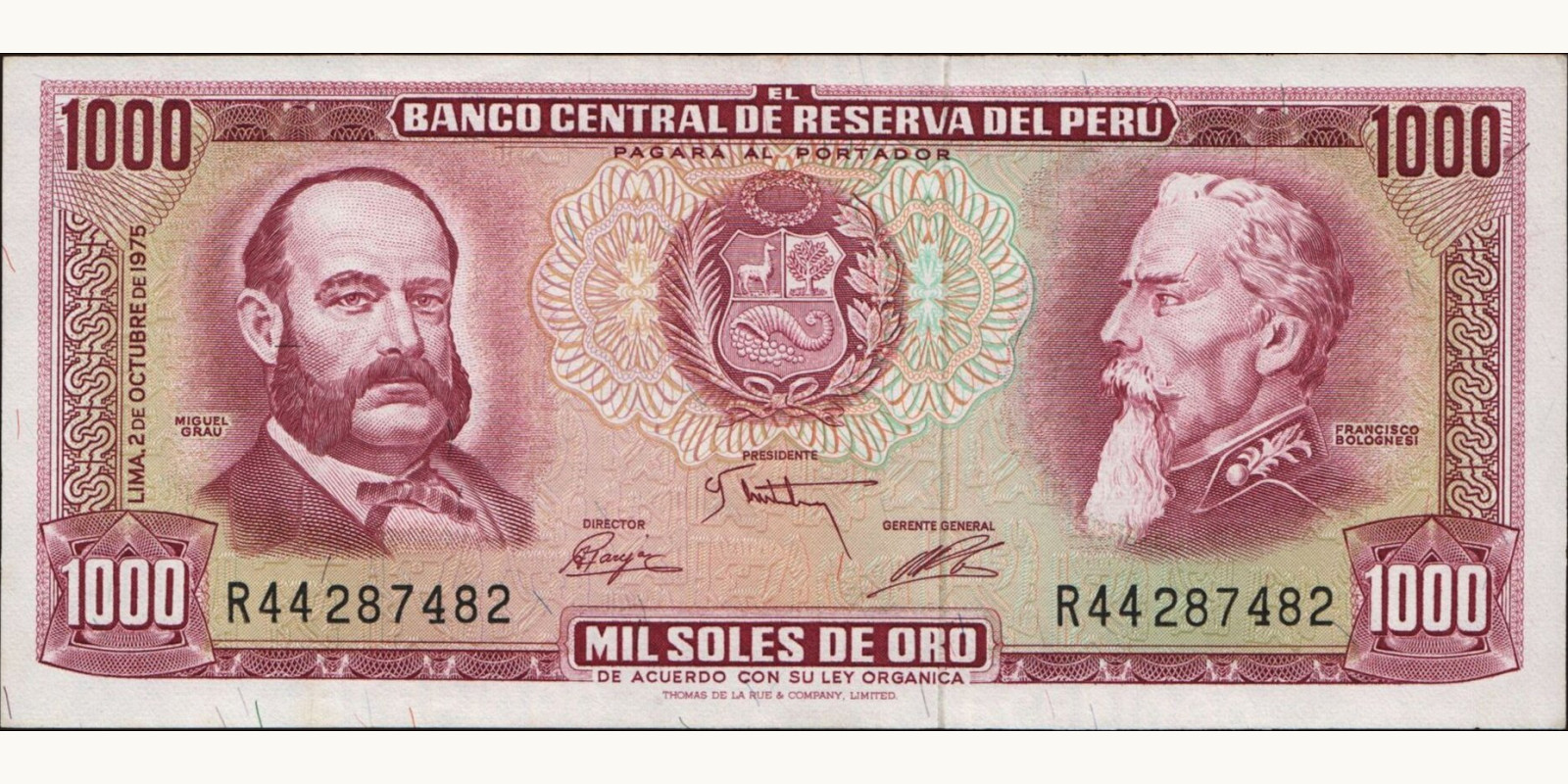 1000 soles Перу 1975 — Лицевая сторона