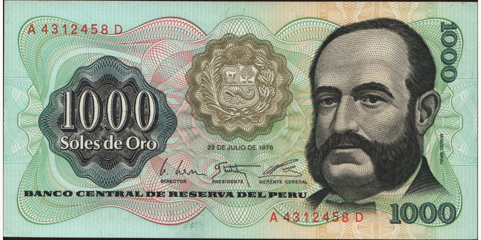 1000 soles Перу 1976 — Лицевая сторона