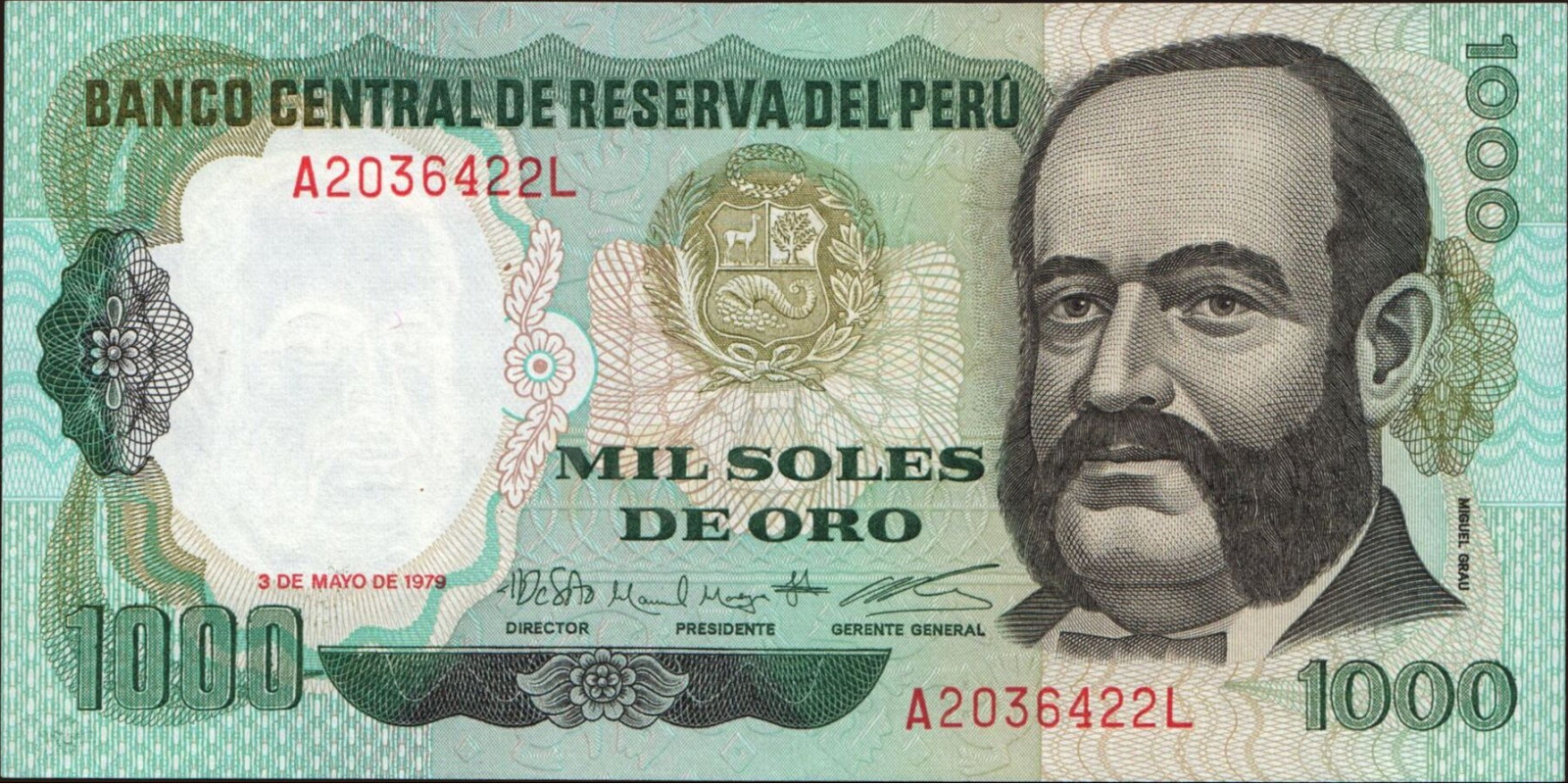 1000 soles Перу 1979 — Лицевая сторона