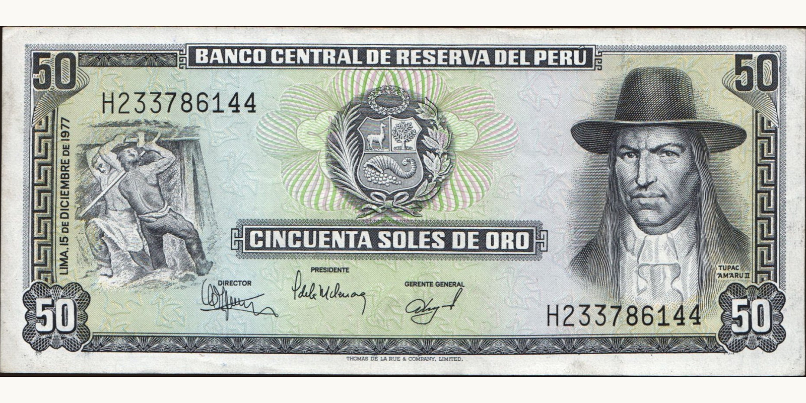 20 soles Перу 1977 — Лицевая сторона