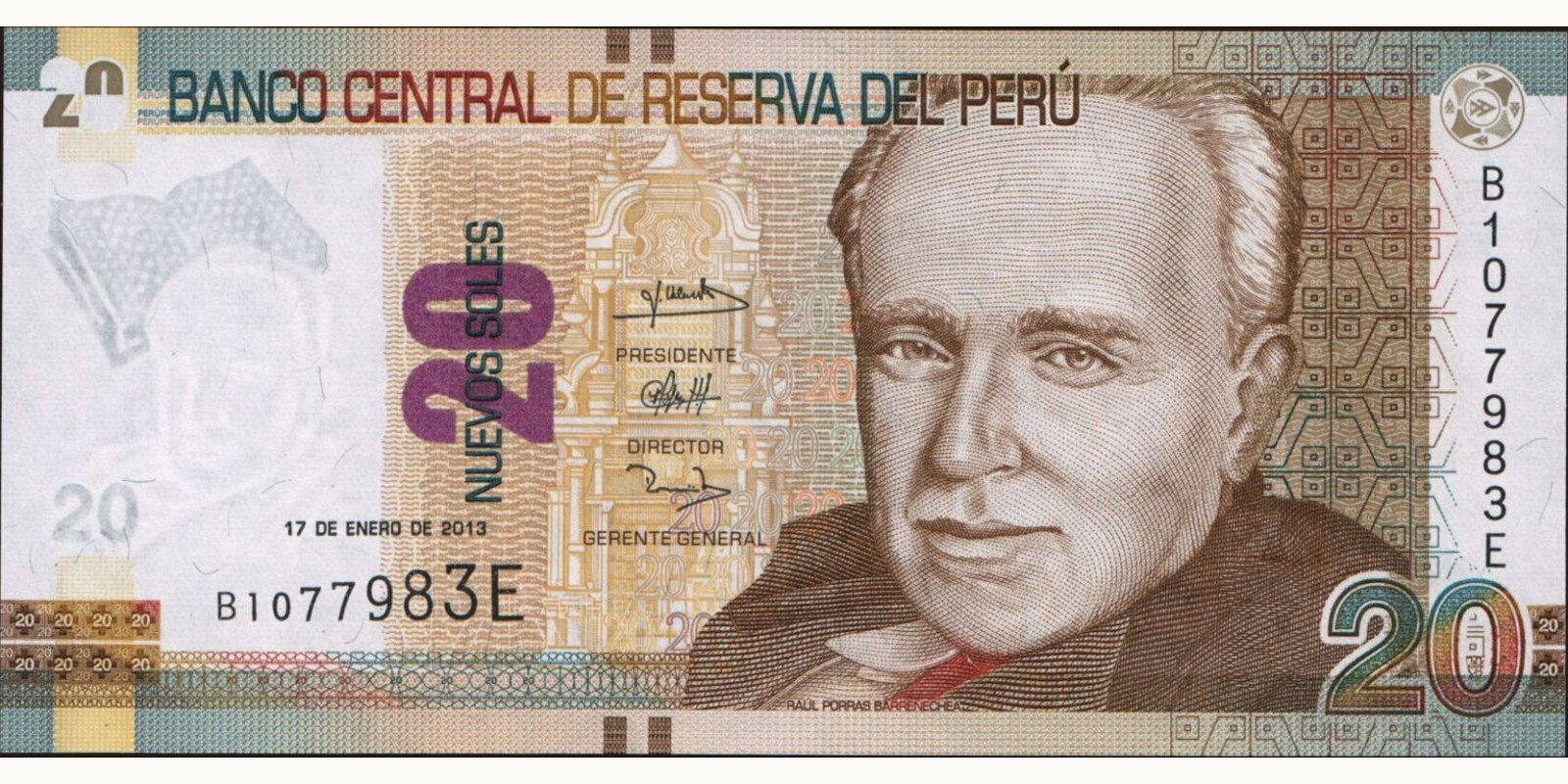 20 soles Перу 2013 — Лицевая сторона