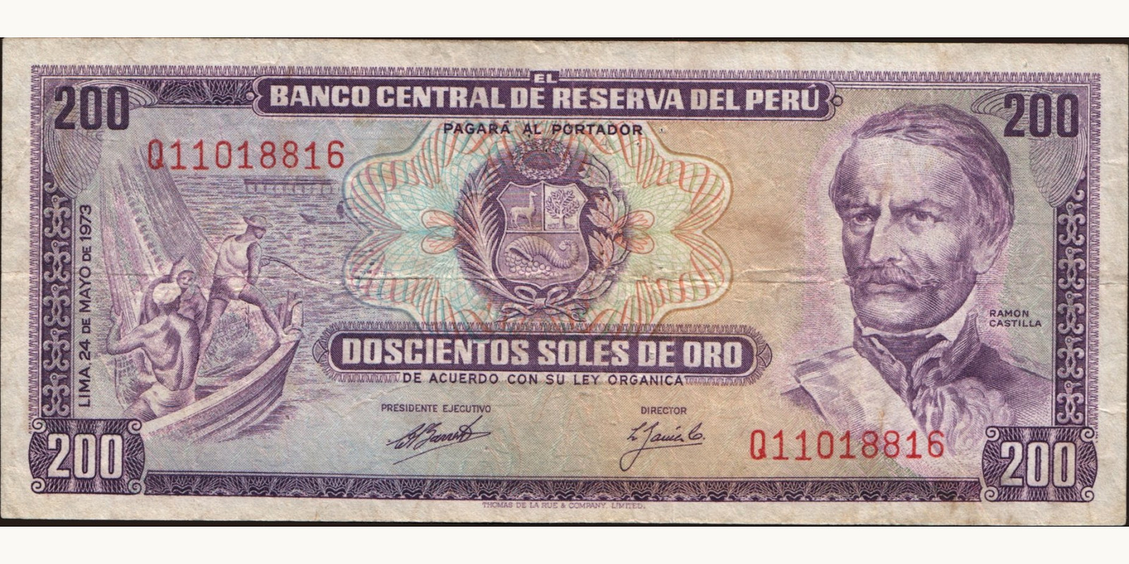 200 soles Перу 1973 — Лицевая сторона