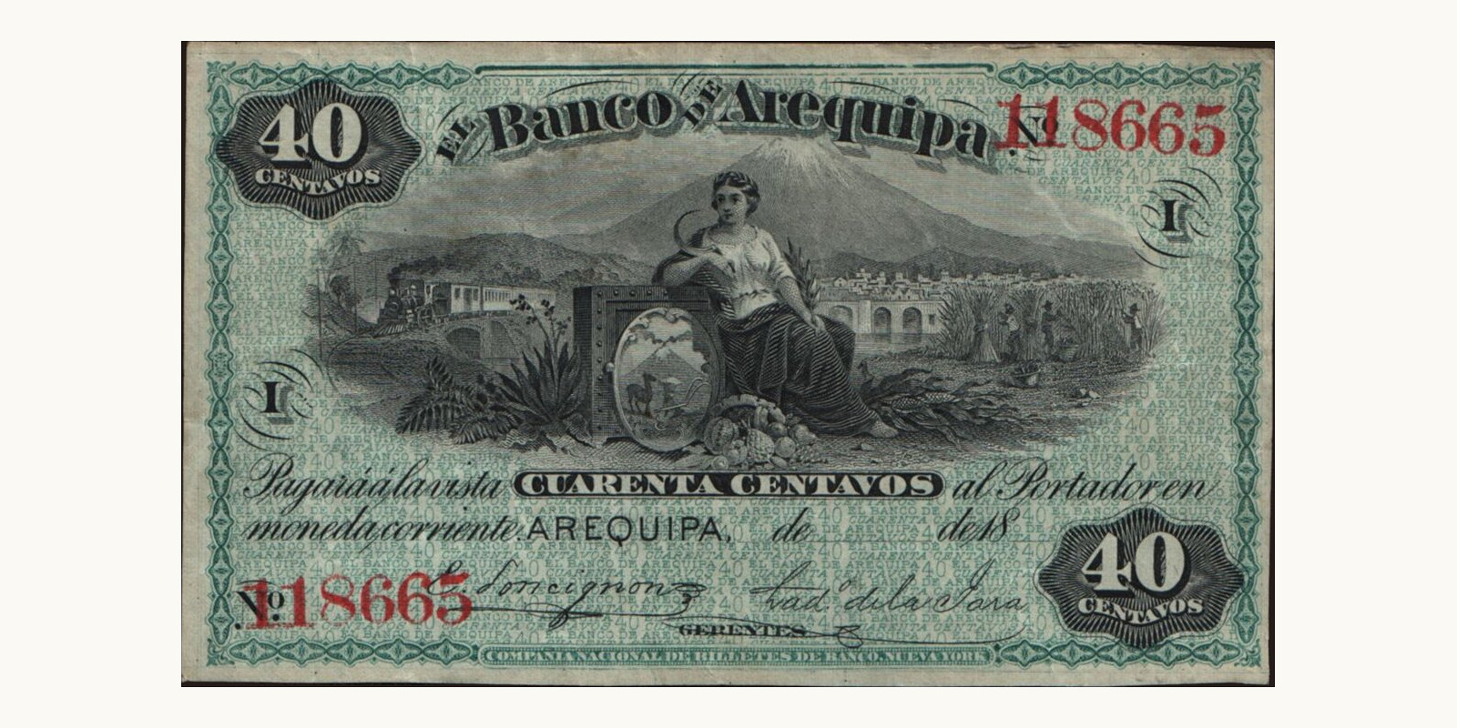40 centavos Перу 1874 — Лицевая сторона