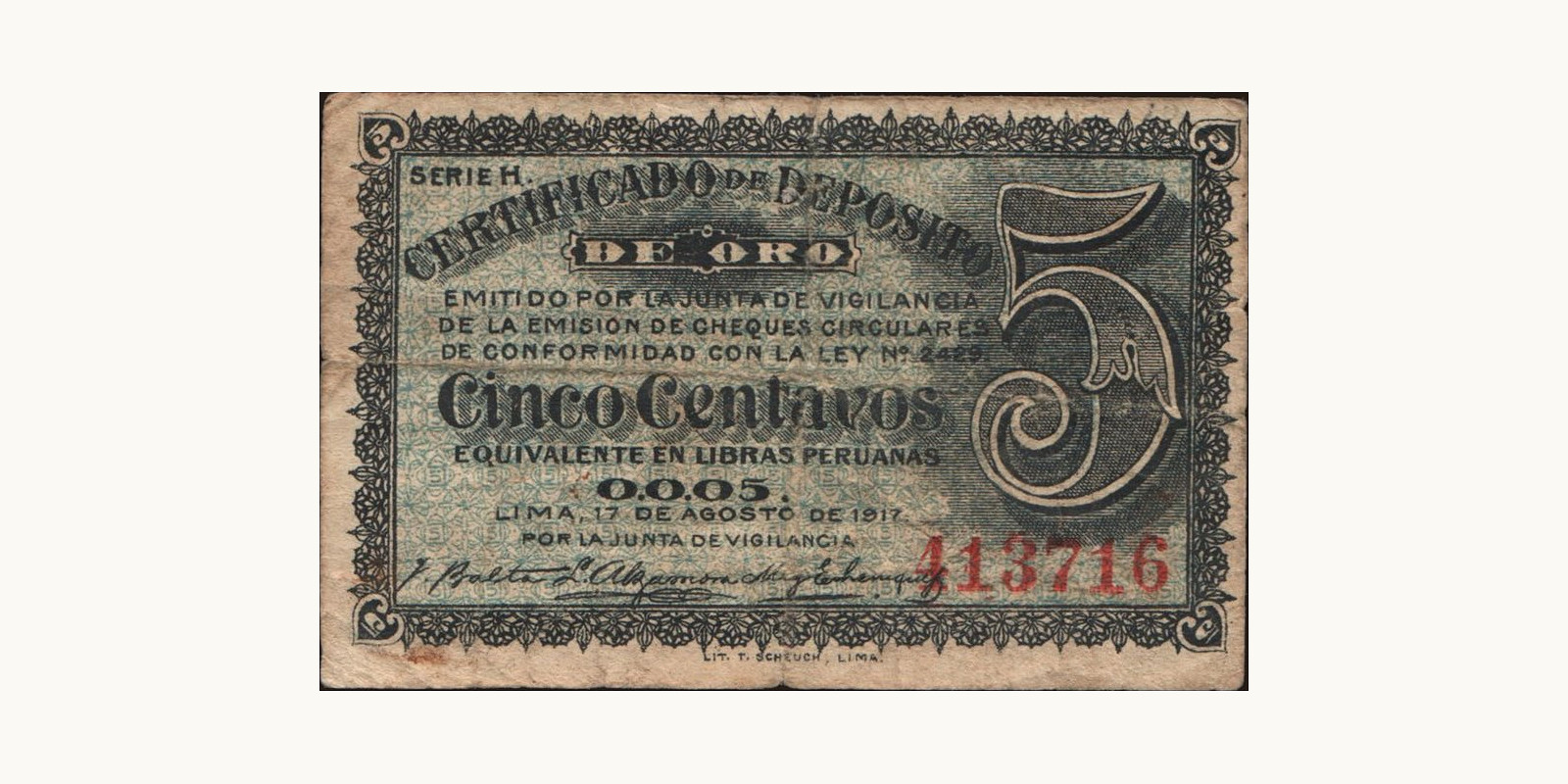 5 centavos Peru 1917 — Front side