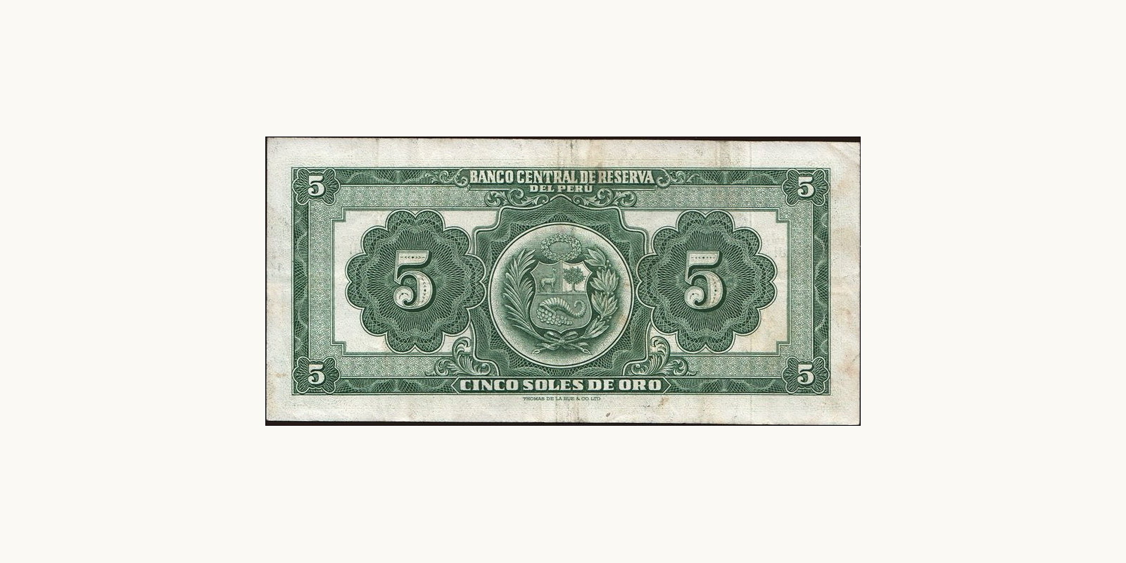 5 soles Перу 1951 — Оборотная сторона