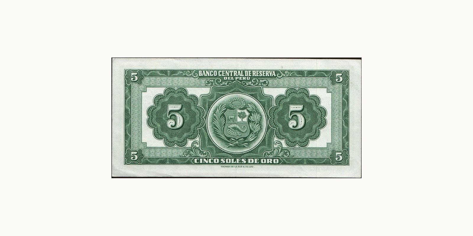 5 soles Перу 1954 — Оборотная сторона