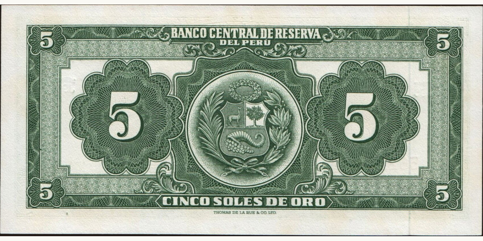 5 soles Peru 1965 — Back side