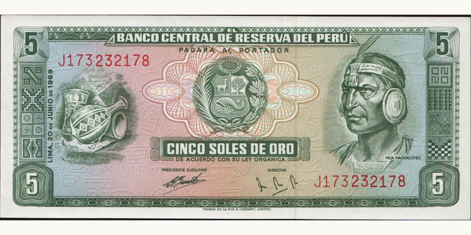 5 soles Перу 1969 — Лицевая сторона