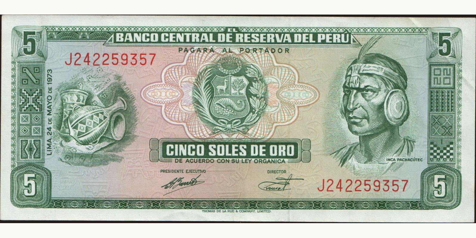 5 soles Перу 1973 — Лицевая сторона