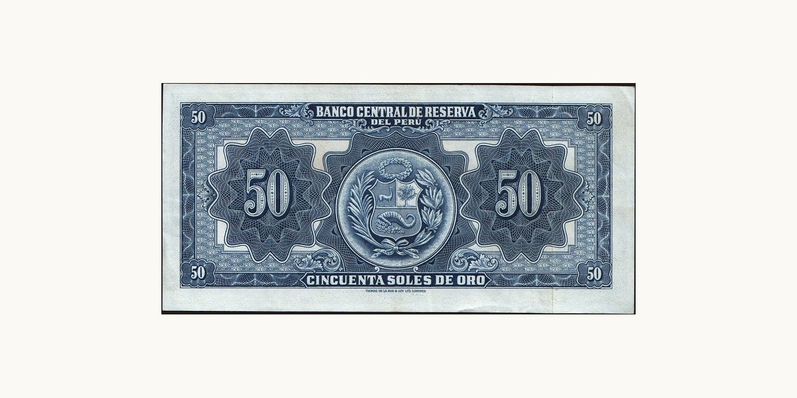 50 soles Peru 1951 — Back side