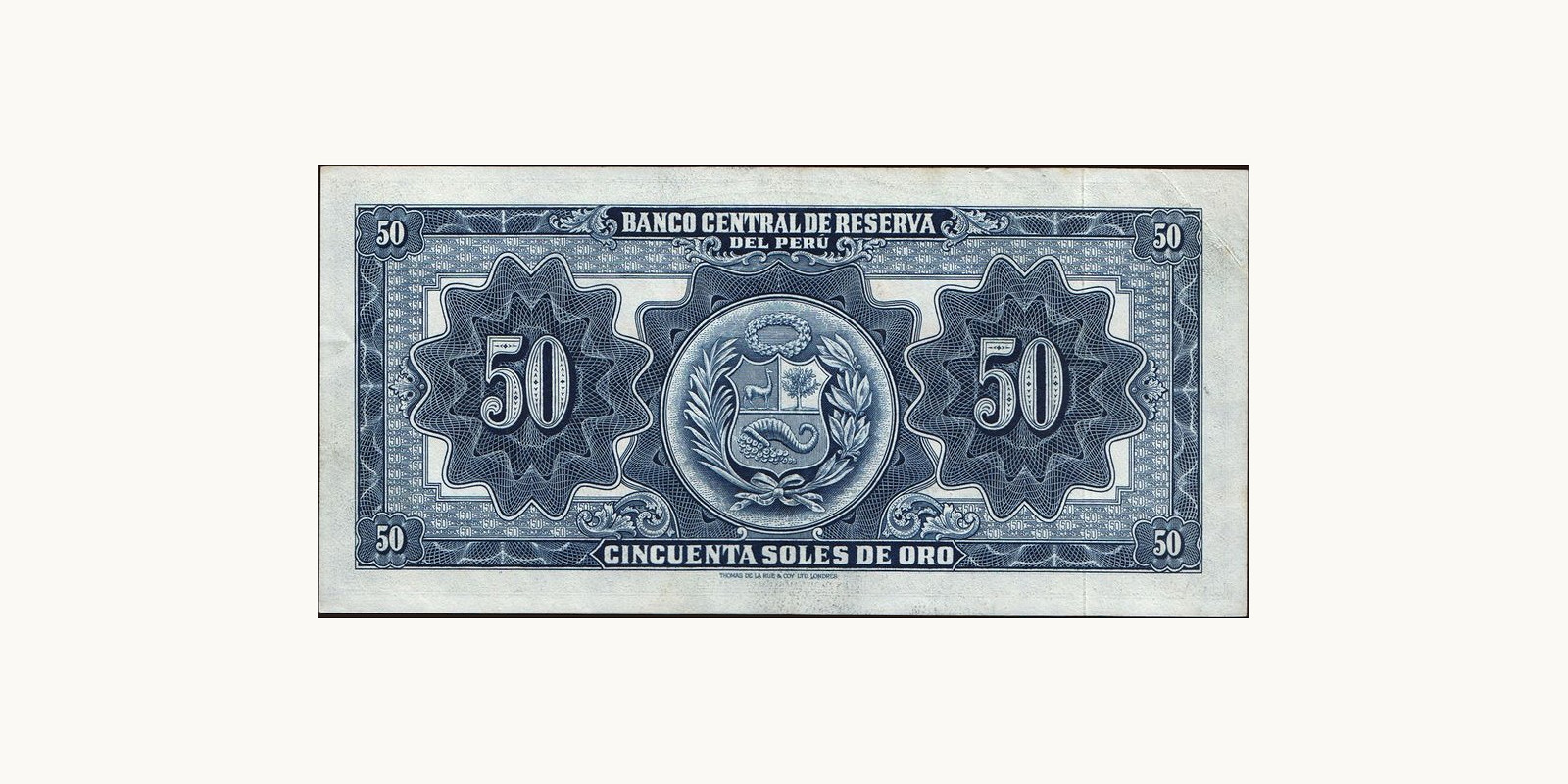 50 soles Peru 1954 — Back side
