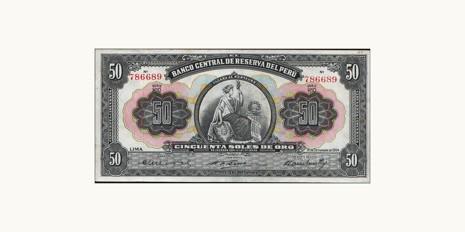 50 soles Peru 1954 — Front side
