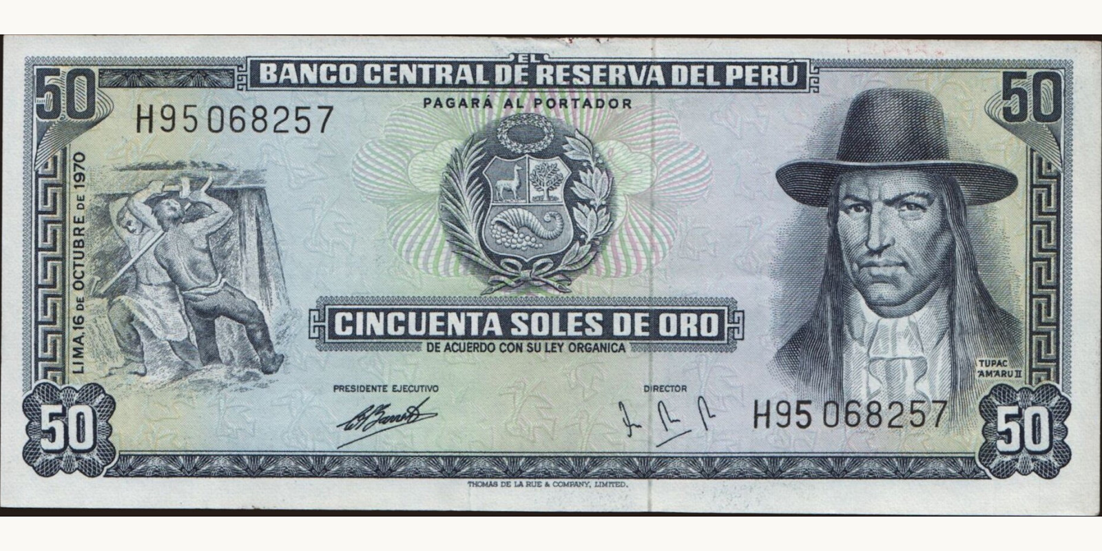 50 soles Перу 1970 — Лицевая сторона