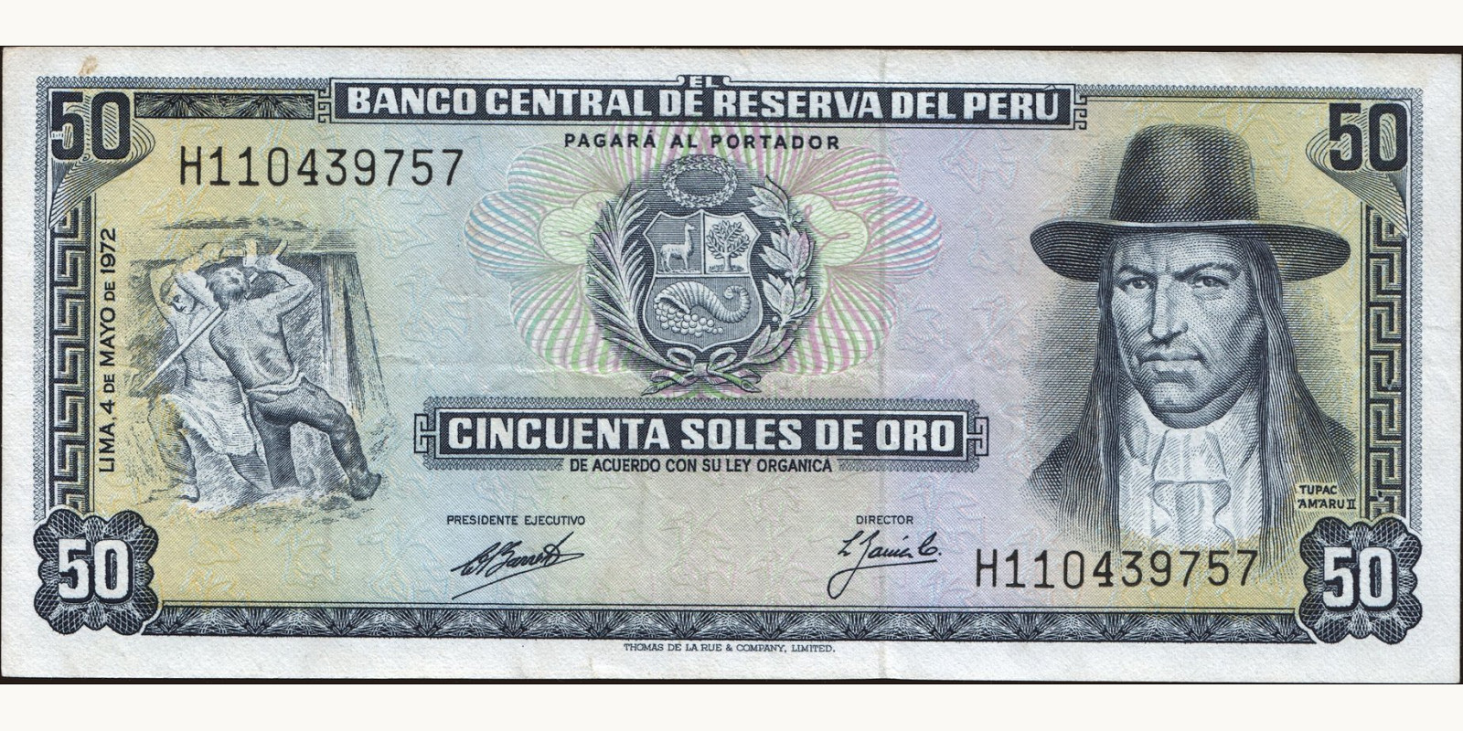 50 soles Перу 1972 — Лицевая сторона