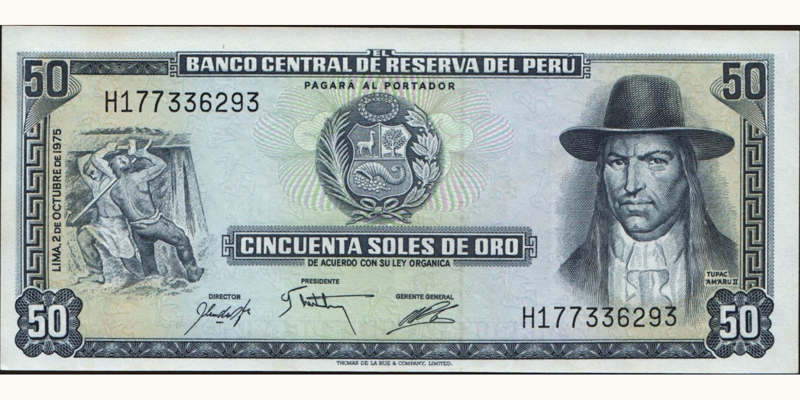 50 soles Перу 1975 — Лицевая сторона