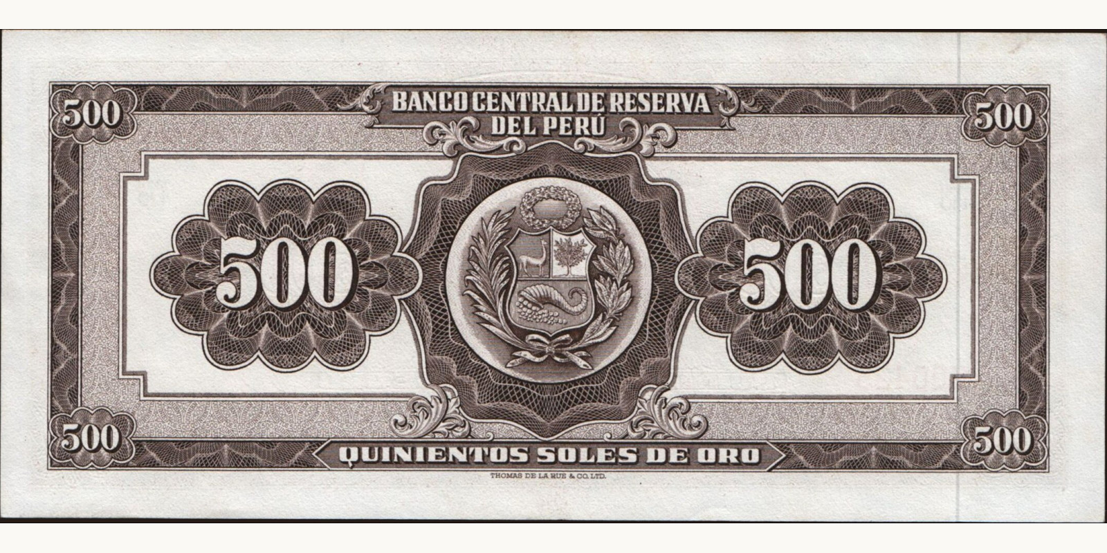 500 soles Перу 1966 — Оборотная сторона