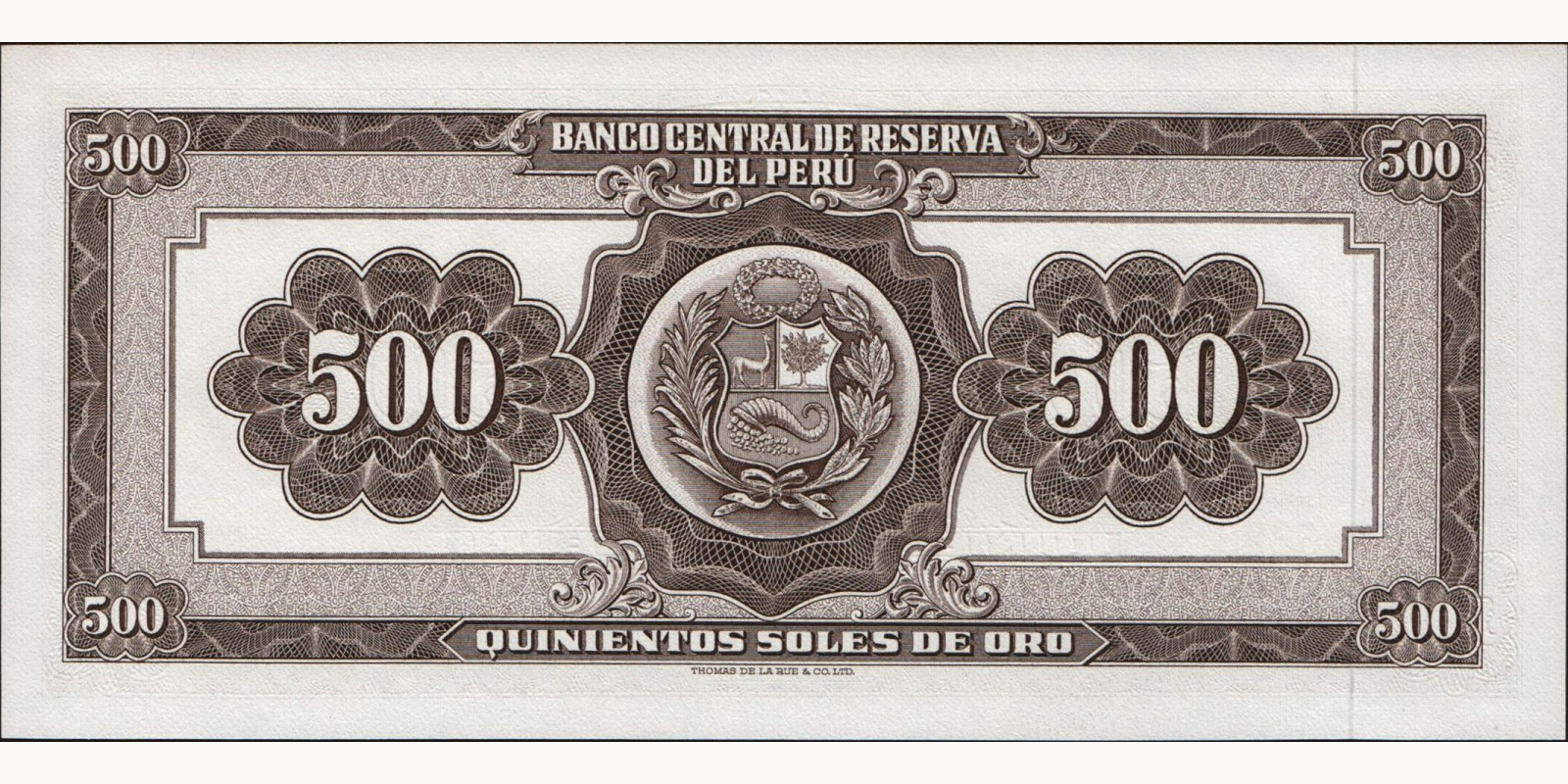 500 soles Peru 1968 — Back side