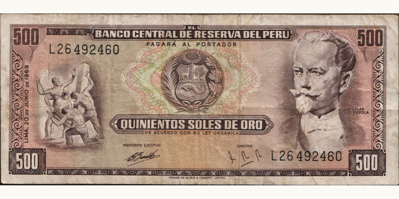 500 soles Peru 1969 — Front side