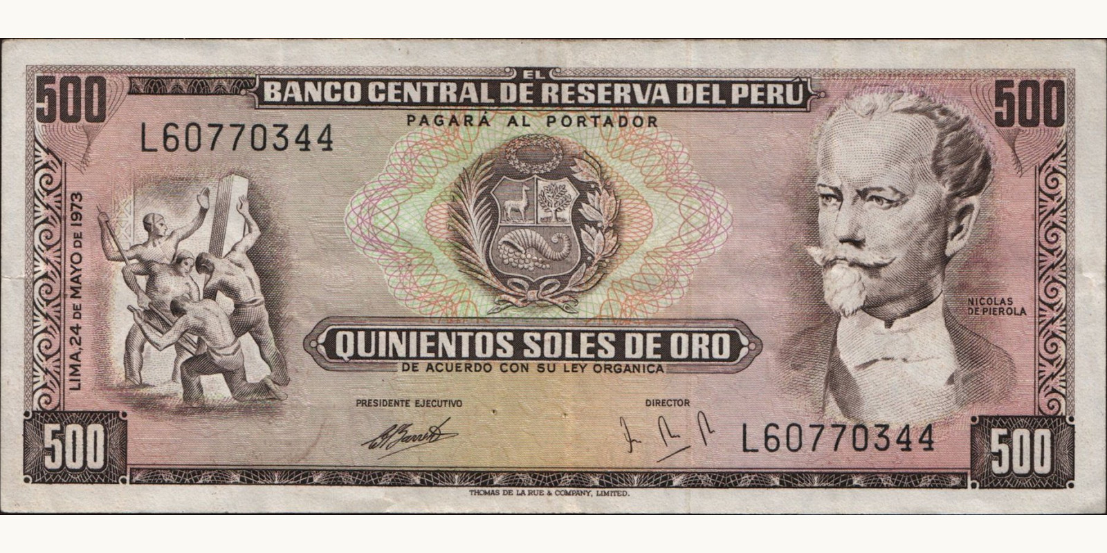 500 soles Peru 1973 — Front side