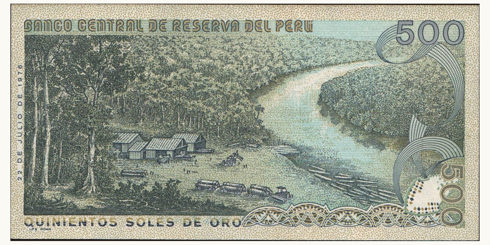 500 soles Перу 1976 — Оборотная сторона