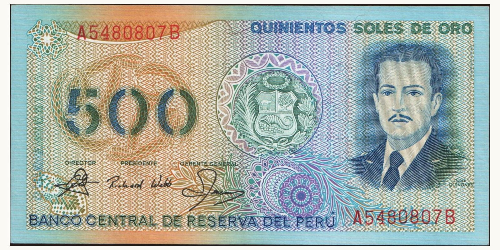 500 soles Перу 1982 — Лицевая сторона