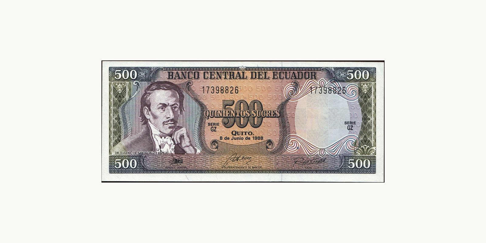 500 sucres Перу 1988 — Лицевая сторона