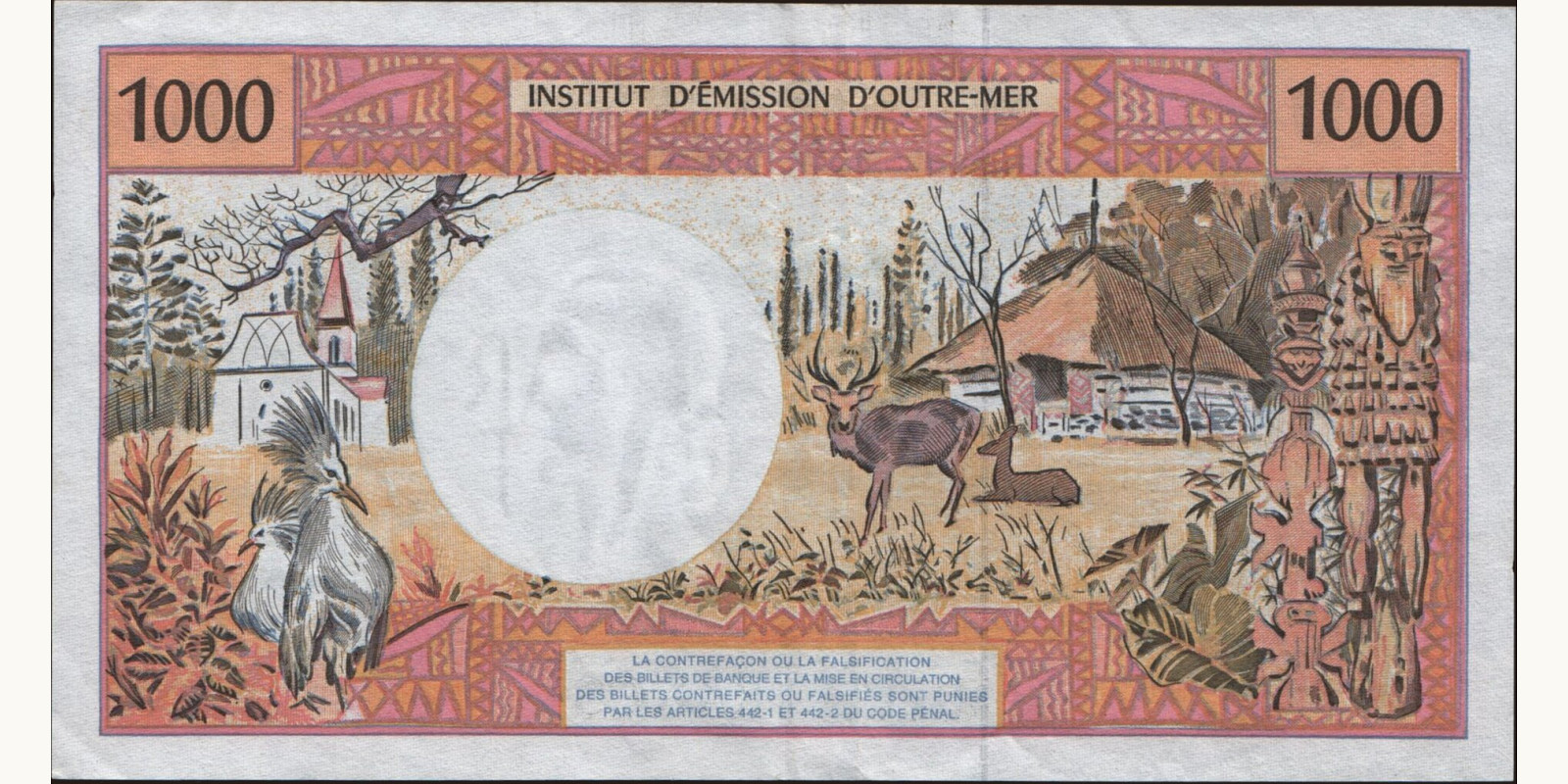 500 franc French Polynesia 1996 — Back side