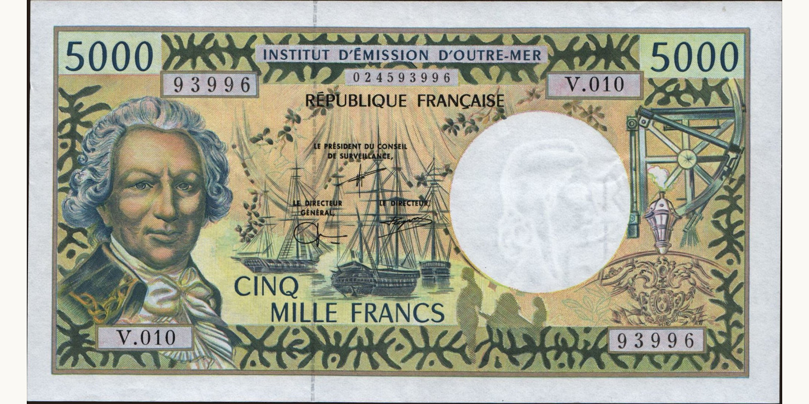 5000 franc French Polynesia 1996 — Front side