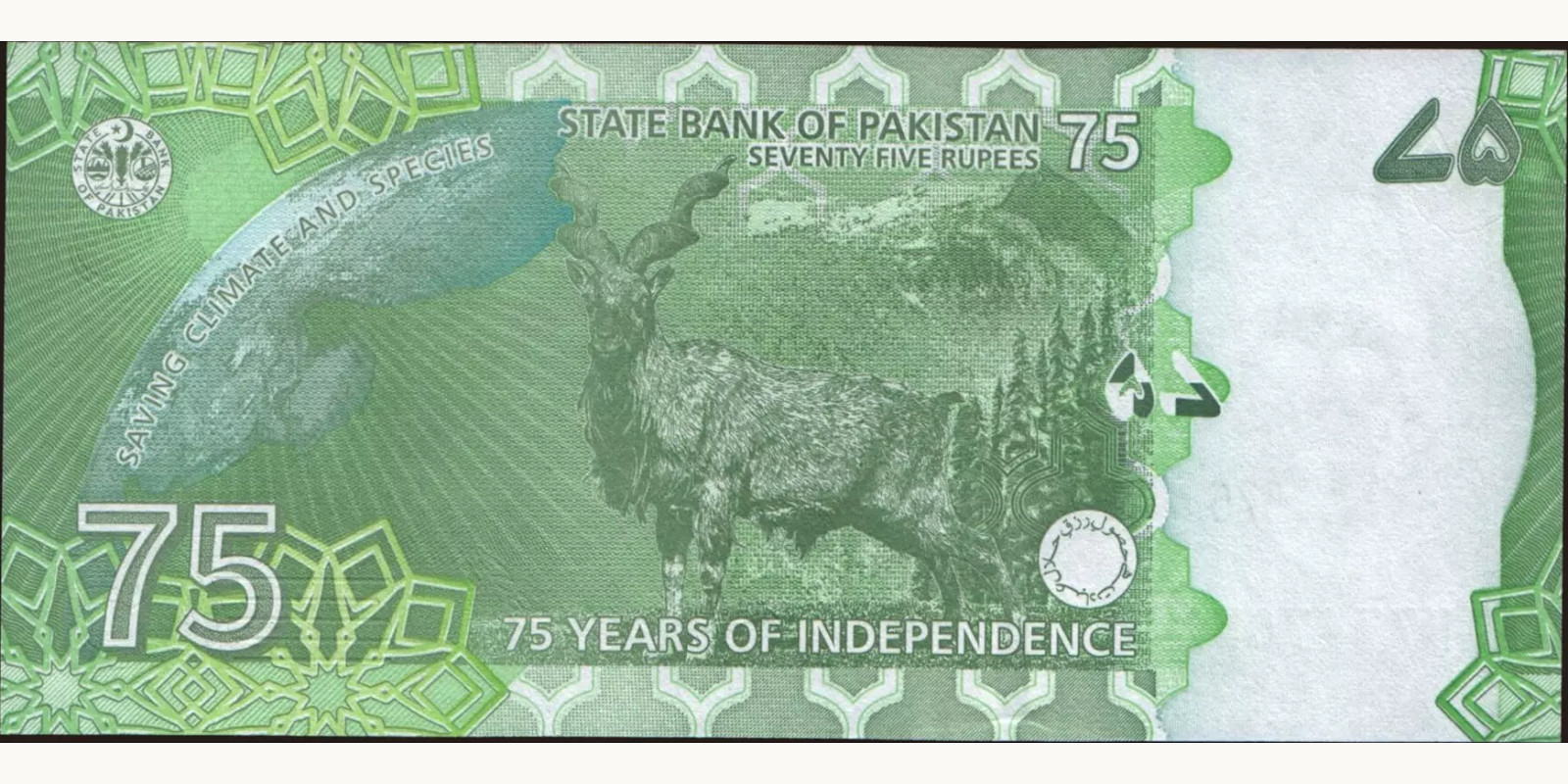 75 rupees Pakistan 2022 — Back side