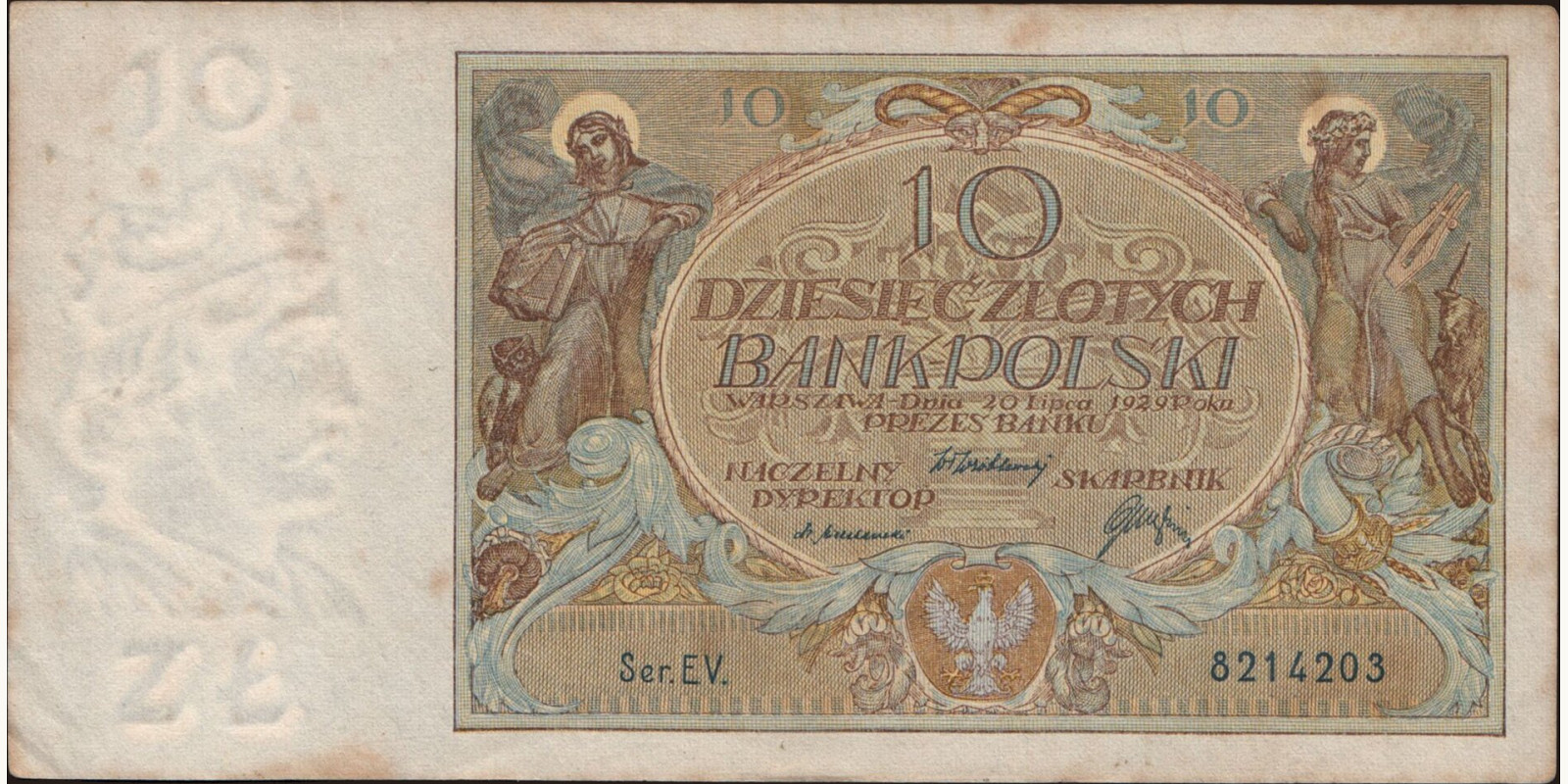 10 zlotych Poland 1929 — Front side