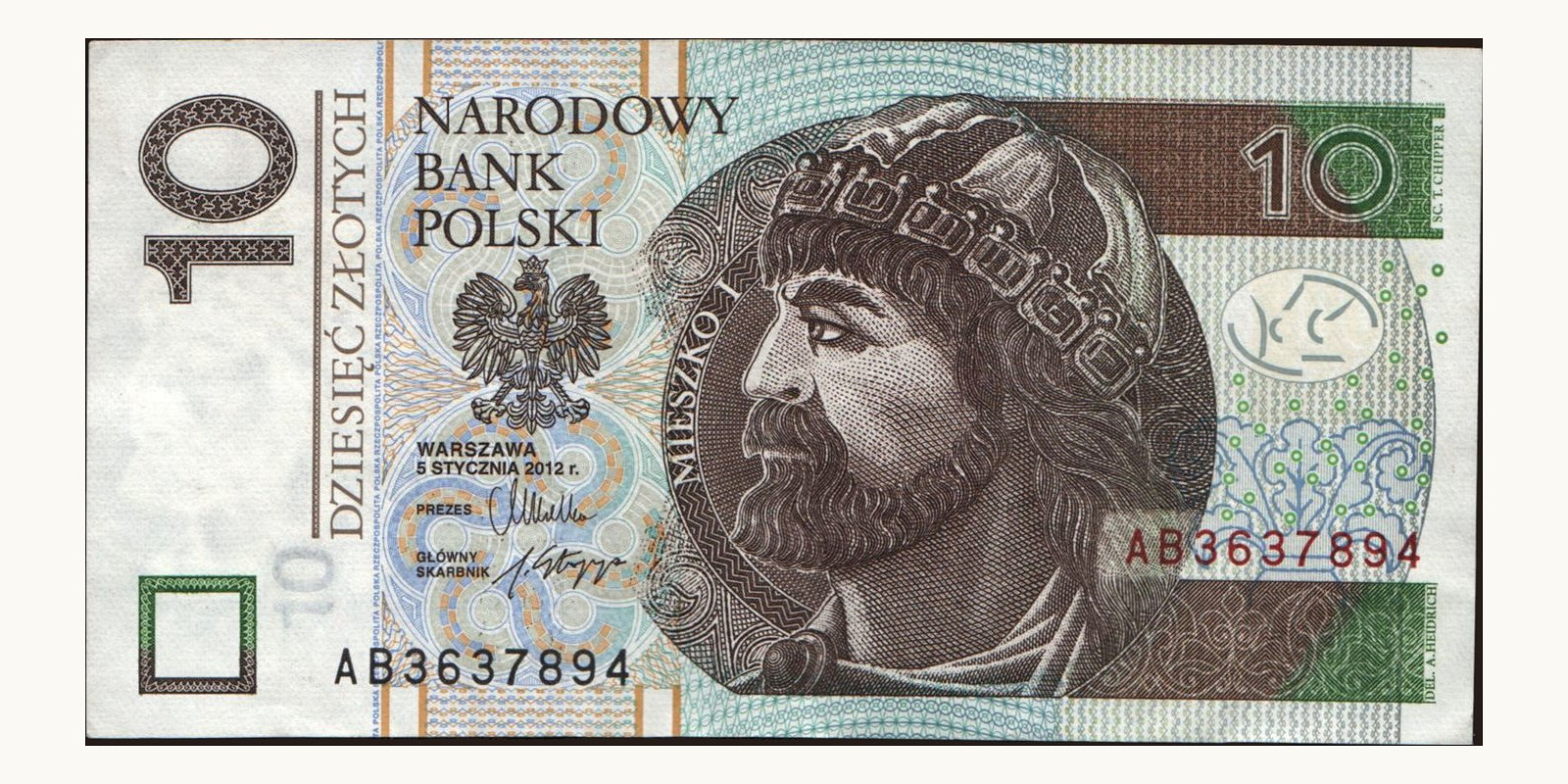 10 zlotych Польша 2012 — Лицевая сторона