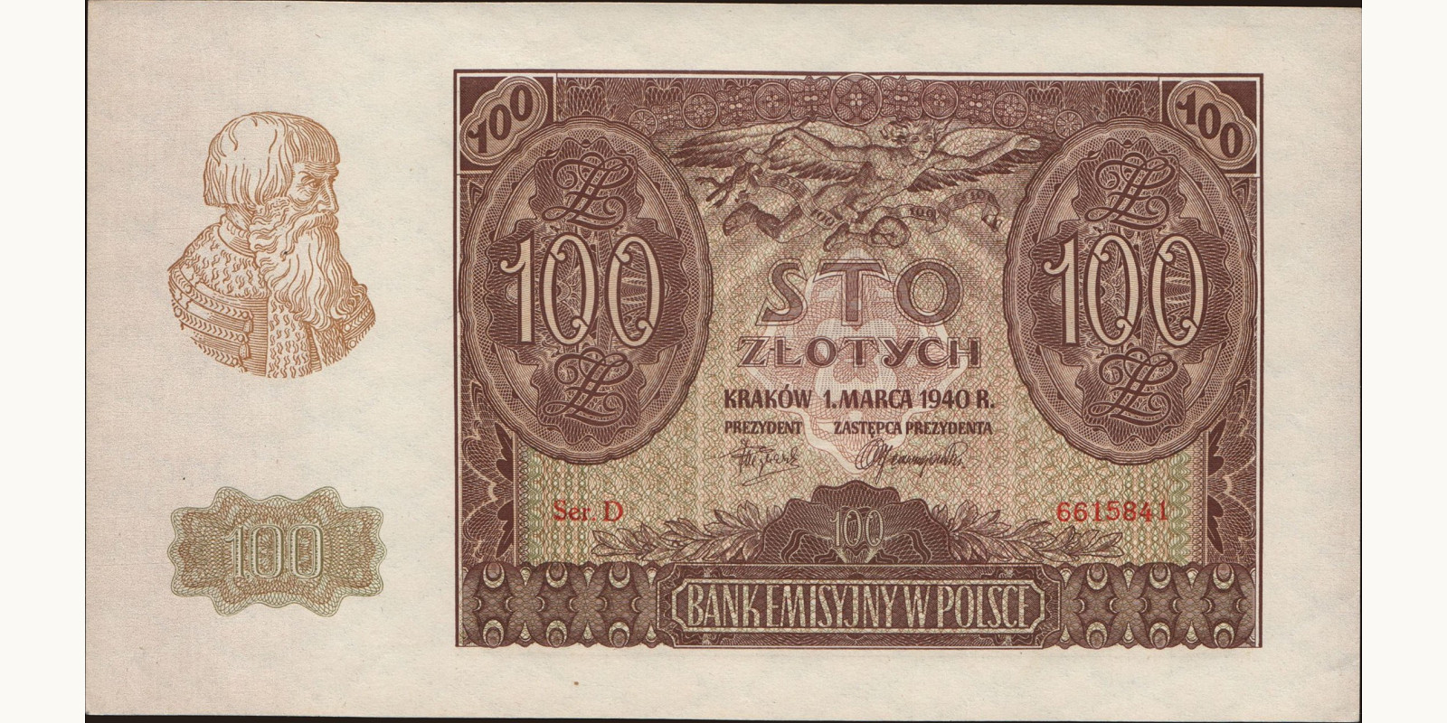 100 zlotych Poland 1940 — Front side