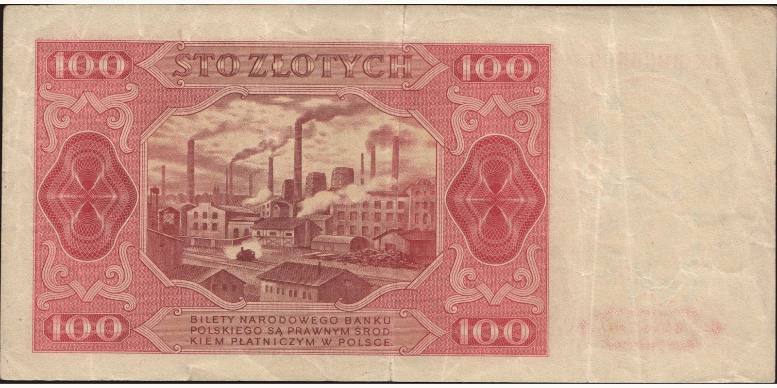 100 zlotych Poland 1948 — Back side