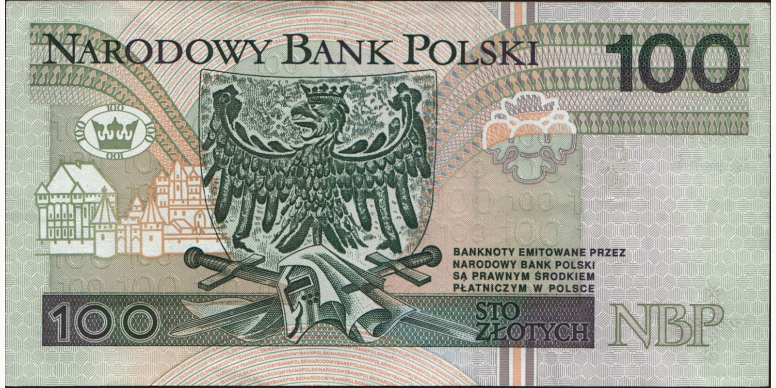 100 zlotych Poland 1994 — Back side