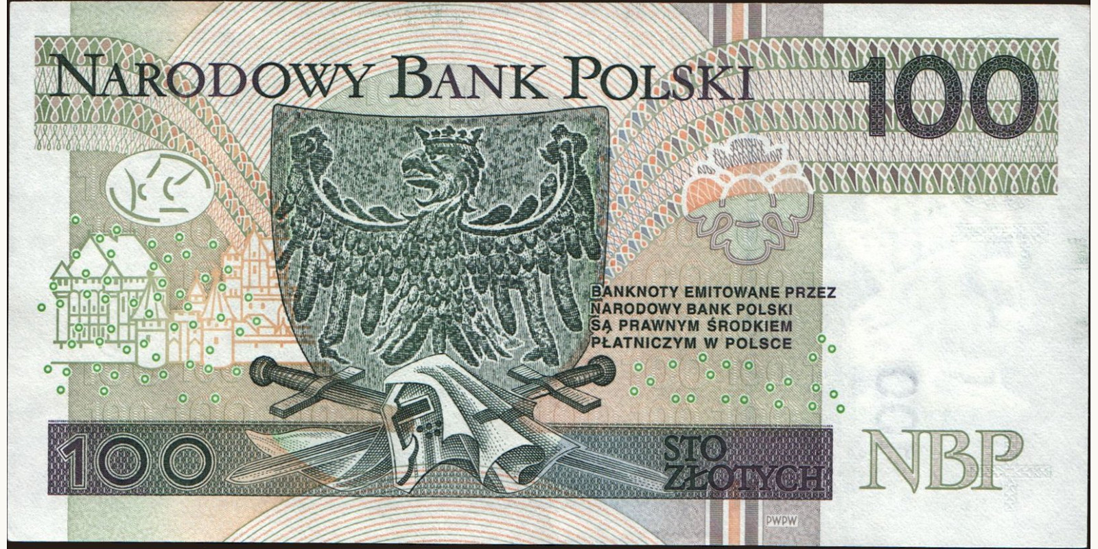 100 zlotych Poland 2012 — Back side