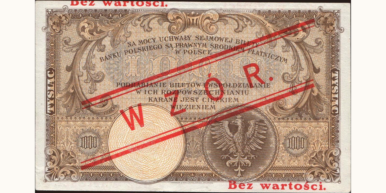 1000 zlotych Польша 1919 — Оборотная сторона