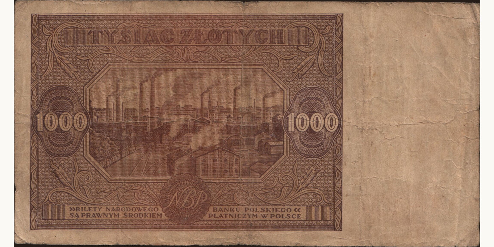 1000 zlotych Poland 1946 — Back side