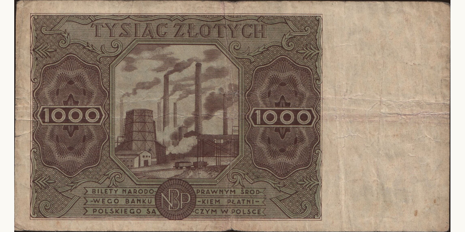 1000 zlotych Poland 1947 — Back side