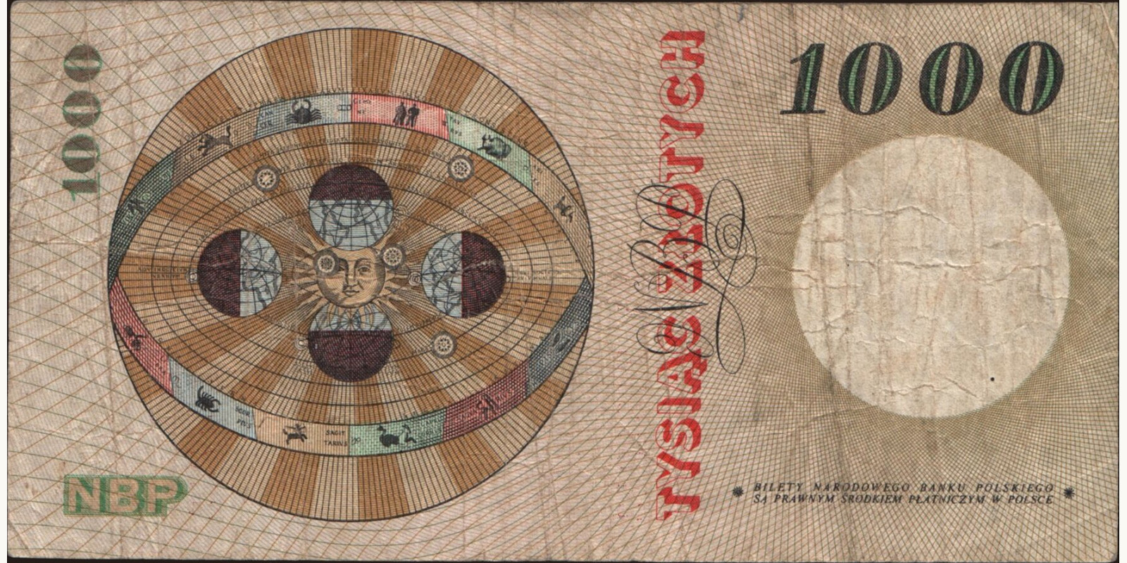 1000 zlotych Poland 1965 — Back side