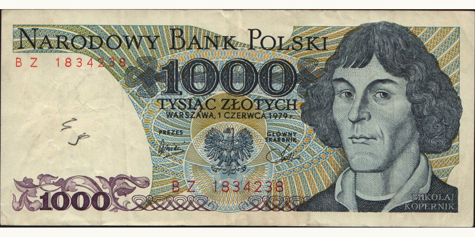 1000 zlotych Польша 1979 — Лицевая сторона