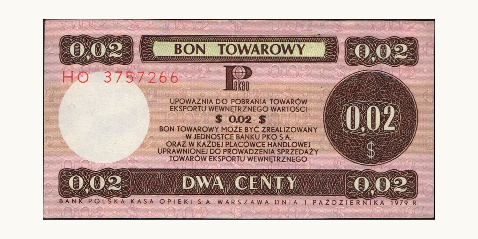 2 cent Poland 1979 — Front side