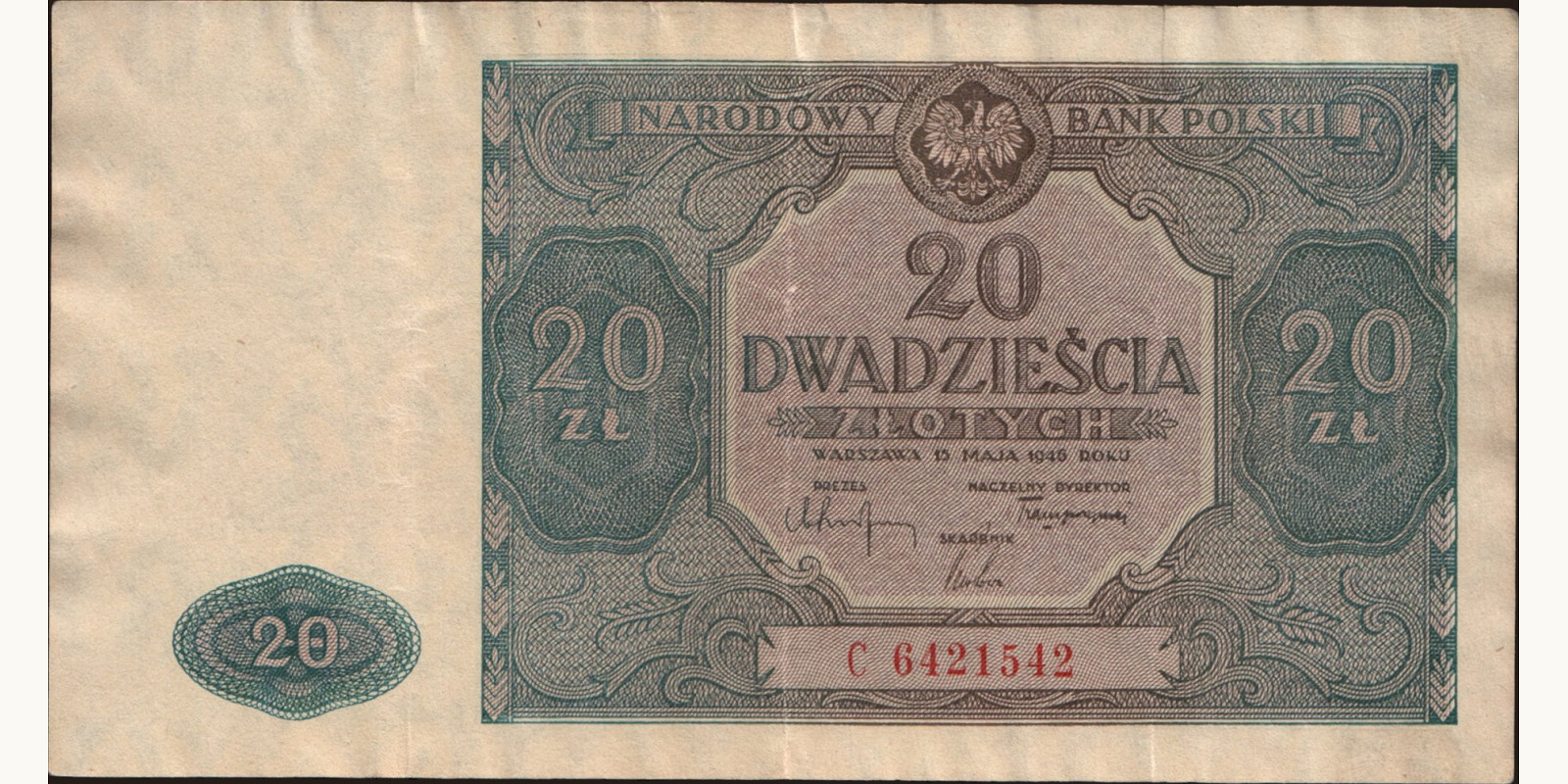 20 zlotych Poland 1946 — Front side